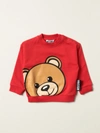 Moschino Baby Babies' Cotton Sweatshirt With Teddy In Red