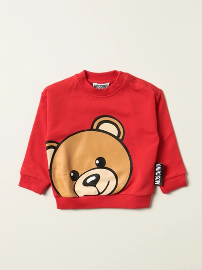 Moschino Baby Babies' Cotton Sweatshirt With Teddy In Red