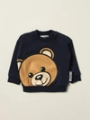 Moschino Baby Babies' Cotton Sweatshirt With Teddy In Blue
