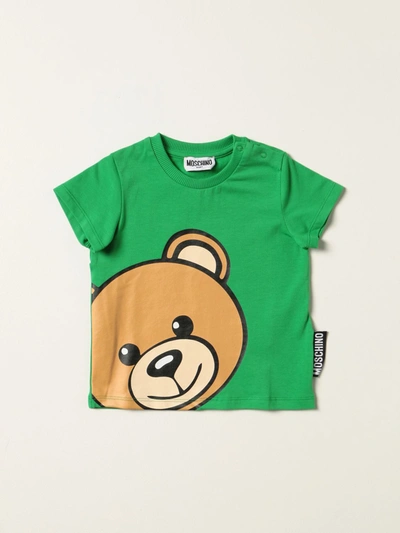 Moschino Baby Babies' Tshirt With Big Teddy In Green