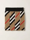 Burberry Pleated Skirt In Wool Blend With Striped Pattern In Beige