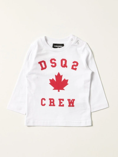 Dsquared2 Junior Babies' T-shirt With Dsq2 Crew Logo In White