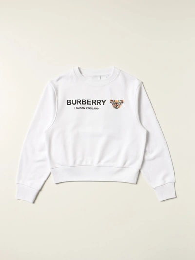 Burberry Kids' Thomas Bear Motif Cotton Sweatshirt In White