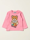 Moschino Baby Babies' Tshirt With Teddy Logo In Pink