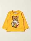 Moschino Baby Babies' Tshirt With Teddy Logo In Yellow