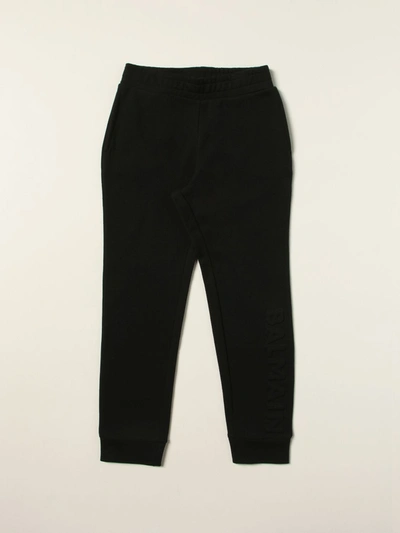 Balmain Kids' Contrasting-waistband Detail Trousers In Black