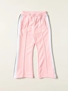 Palm Angels Pink Technical Fabric Trousers With Logo Print In Pink