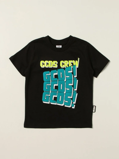 Gcds Teen Graphic-print Cotton T-shirt In Black