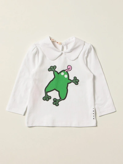 Marni White T-shirt For Baby Girl With Gecko