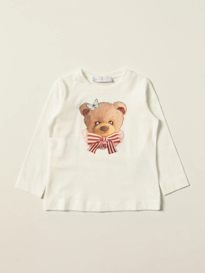 Monnalisa Kids' T-shirt In Cotton With Bear Print In Yellow Cream