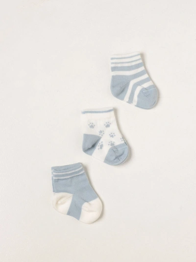 Monnalisa Set Of 3  Socks With Logo In Yellow Cream