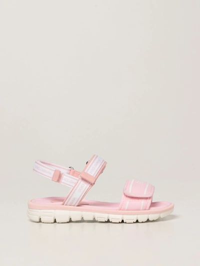 Dolce & Gabbana Kids' Solid-color Scuba Sandals With Logo Print In Pink