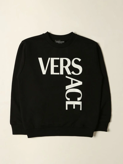 Young Versace Kids' Versace Young Cotton Sweatshirt With Logo In Black