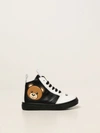 MOSCHINO BABY TRAINERS IN LEATHER WITH TEDDY,347381002