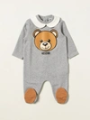 Moschino Baby Babies' Footed Jumpsuit With Teddy In Grey