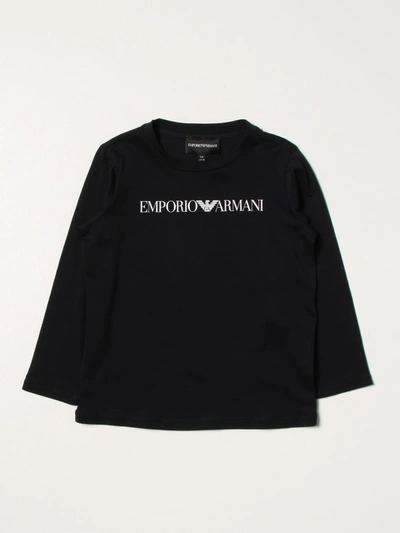 Emporio Armani Cotton Tshirt With Logo In Navy
