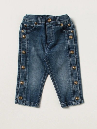 Balmain Babies' 5-pocket Jeans With Metal Buttons In Denim