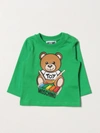 Moschino Baby Babies' Tshirt With Teddy Logo In Green