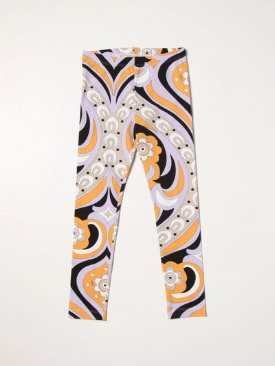 Emilio Pucci Kids' Multicolor Trousers For Girl With Iconic Print