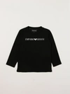 Emporio Armani Kids' Cotton Tshirt With Logo In Black 1