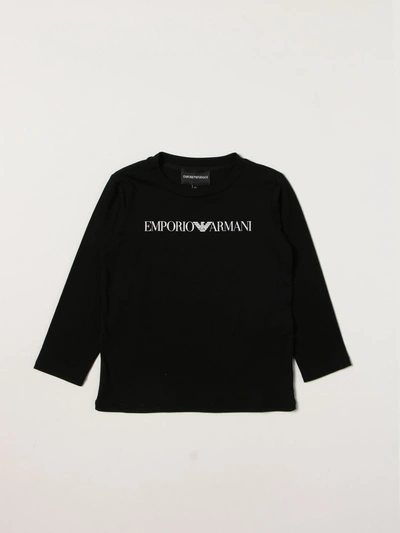 Emporio Armani Cotton Tshirt With Logo In Black 1