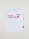 Gcds Kids' Crew T-shirt With Cotton Logo In White