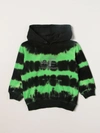 Diesel Teen Reflective-print Tie Dye Hoodie In Green