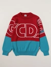 Gcds Kids' Intarsia Wool & Acrylic Knit Sweater In Red