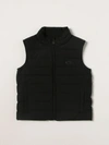 Emporio Armani Kids' Sleeveless Down Jacket In Technical Fabric With Eagle Logo In Black