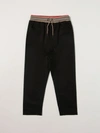 Burberry Icon Stripe Drawstring Trousers In Black