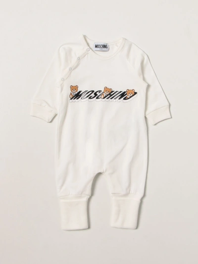 Moschino Baby Babies' Onesie With Logo In Yellow Cream