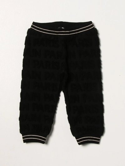 Balmain Babies' Jogging Pants In Cotton Blend In Black