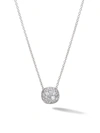 David Yurman Cushion Stud Pendant Necklace In 18k Gold With Pav Diamonds In Black Diamond