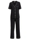 Eberjey Women's Gisele Short-sleeve Top & Pants Pajama Set In Black Sorbet Pink