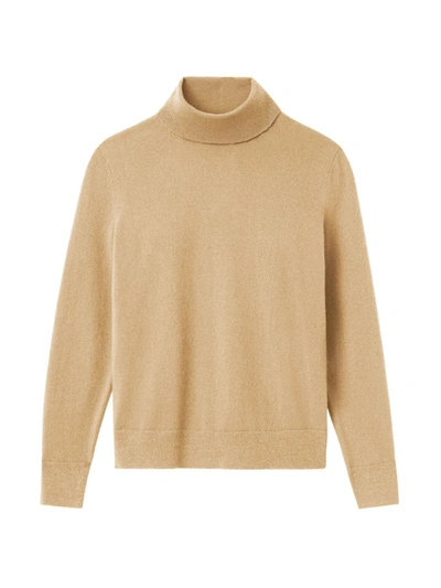 Lafayette 148 Lurex Cashmere Turtleneck In Ginger Root