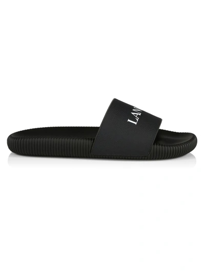 Lanvin Men's Arpege Logo Tpu Pool Slides In Black