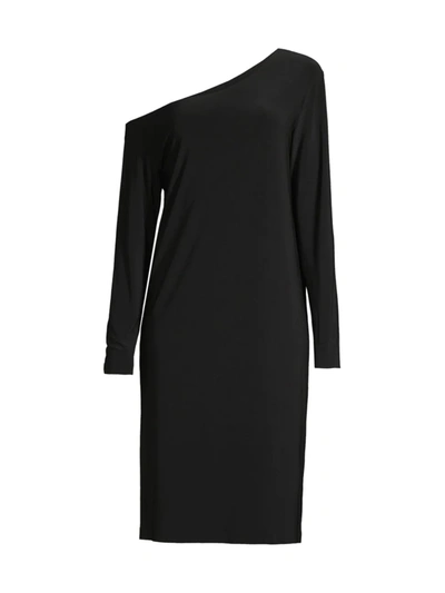 Norma Kamali Long Sleeve Off The Shoulder Shift Dress In Black