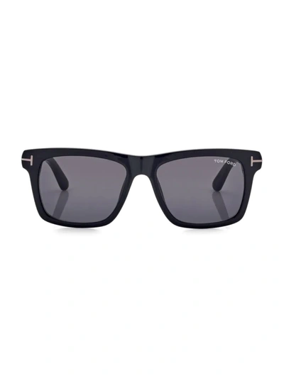 Tom Ford Buckley-02 56mm Wayfarer Sunglasses In Shiny Black Smoke Lenses