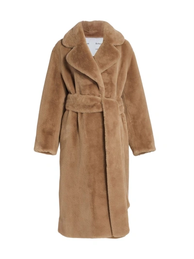 Proenza Schouler White Label Faux Fur Belted Coat Taupe