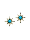 ANZIE WOMEN'S AZTEC 14K GOLD & TURQUOISE MICRO STARBURST STUDS,400015211839