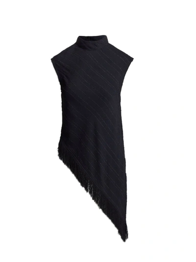 Proenza Schouler Asymmetrical Fringe Trim Top In Black