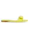 FERRAGAMO WOMEN'S VICKY LAMBSKIN LOGO SLIDES,400014814425