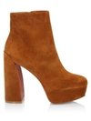 Christian Louboutin Movida Booty 130 Suede Platform Ankle Boots In Foxy