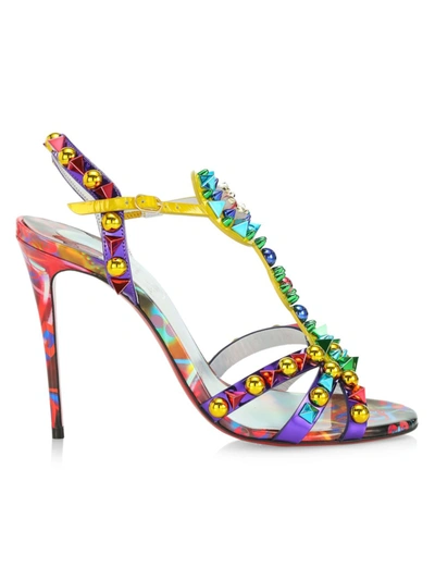 Christian Louboutin Goldora Multicolored Stud Leather Red Sole Sandals