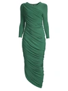 Norma Kamali Diana Ruched Bracelet-length Sleeve Gown In Mountain Green