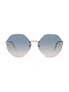 Tiffany & Co 60mm Round Rimless Sunglasses In Blue