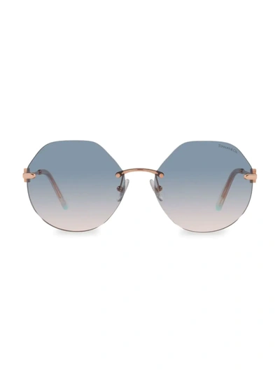 Tiffany & Co 60mm Round Rimless Sunglasses In Blue