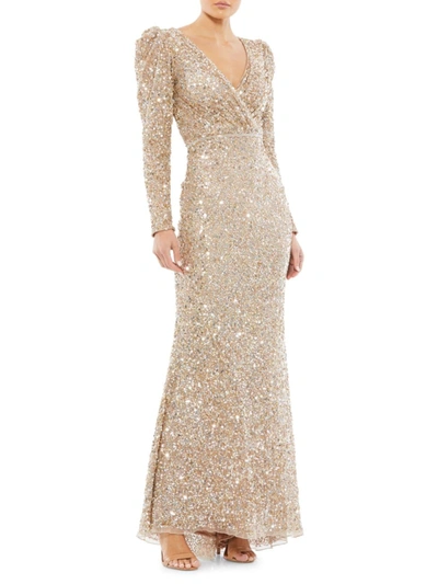 Mac Duggal Women's Sequined Sheath Gown In Shimmering Gold