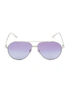 Cartier Santos De  59mm Pilot Sunglasses In Smooth Silver