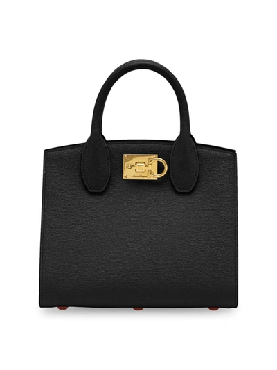 Ferragamo Mini Studio Top Handle Bag In Nero Bonbon